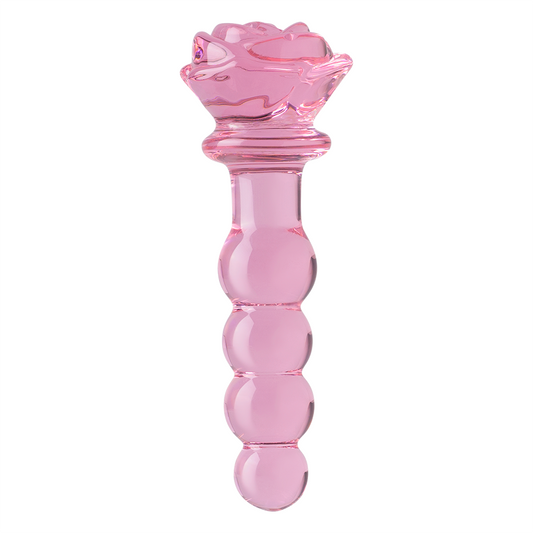 Dildo De Vidrio Con Nódulos Pink Rose