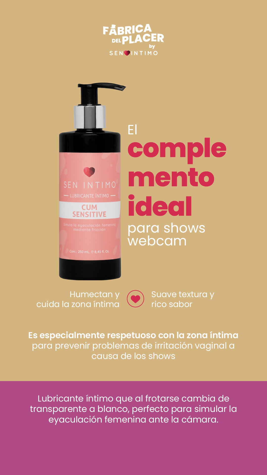 Lubricante Íntimo Cum Sensitive Simula la Eyacuación Femenina x 250 ml by Sen Íntimo