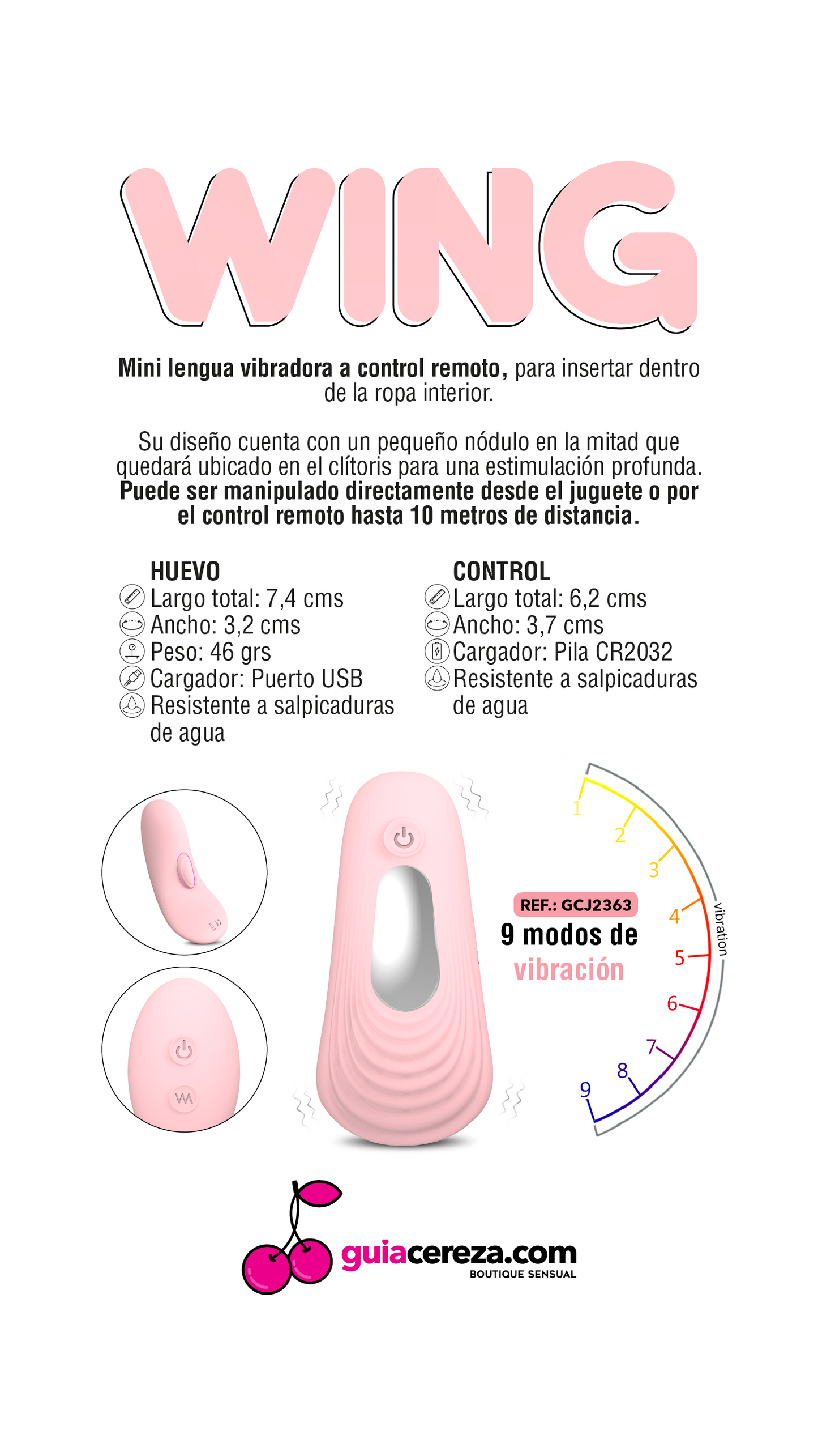 Estimulador Clitorial Wing a Control Remoto