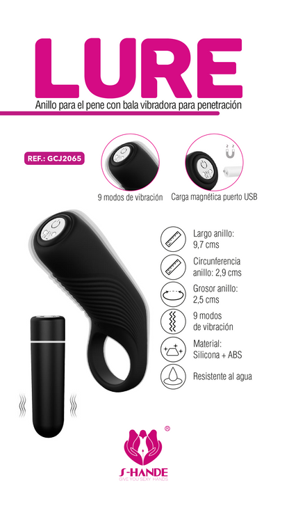 Anillo Vibrador Lure Black