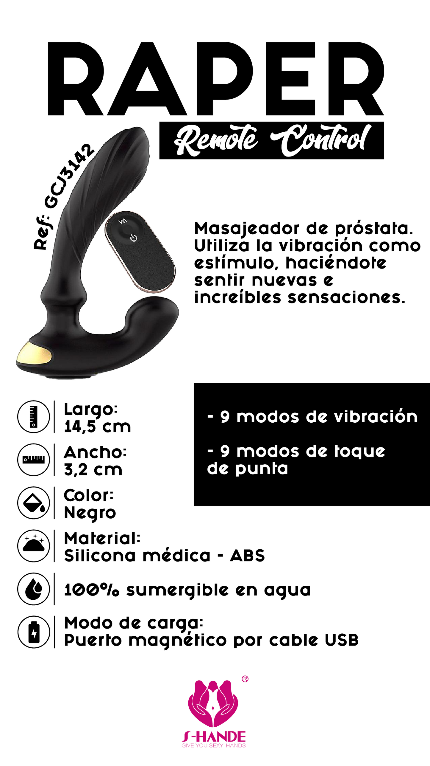 Masajeador de Próstata Raper Control Remoto