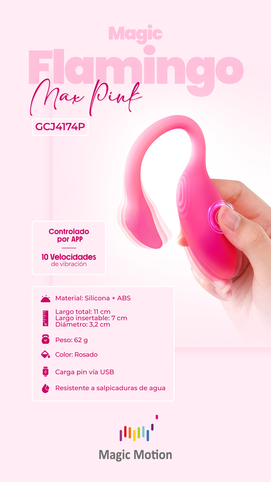 Vibrador Magic Flamingo Max Pink Controlado por APP Globa