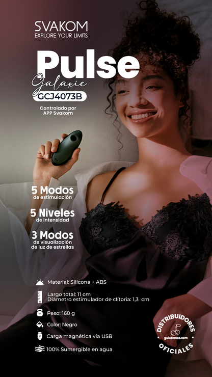 Estimulador Clitorial Pulse Galaxie Midnight Black Controlado por APP Global By Svakom